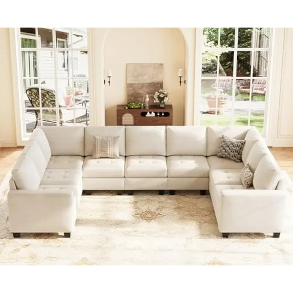 Oversized Velvet Modular 9 Seater U-Shape Sectional Sofa Set with Chaise Convertible sectional Sofa Couch Set Modular