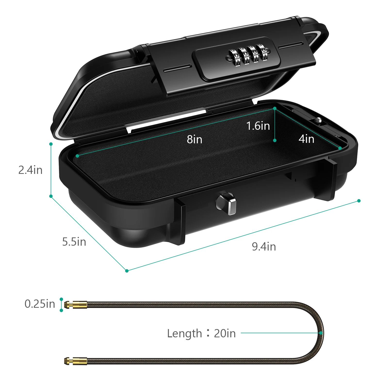 ORIA – coffre-fort Portable à 4 chiffres, serrure à combinaison avec corde, camping en plein air, randonnée, sport, gymnase, boîte à clés de rangement de sécurité