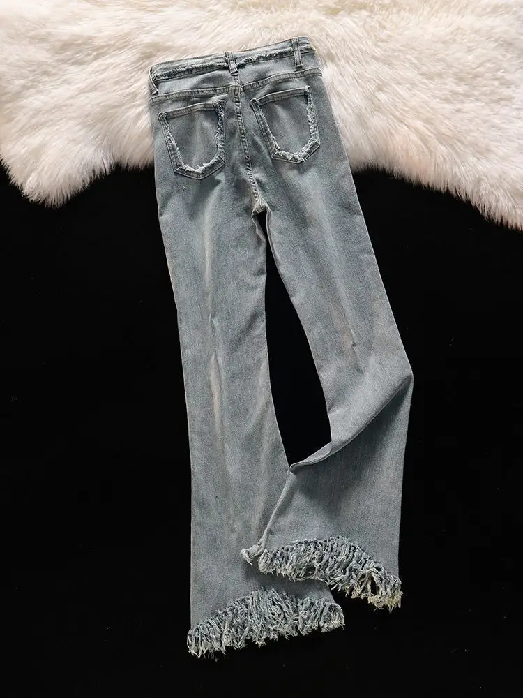 

Уличная одежда Femmes, джинсы для девочек, эластичная талия, свободная посадка, женская одежда, джинсовая мода, удобная, базовая, простая