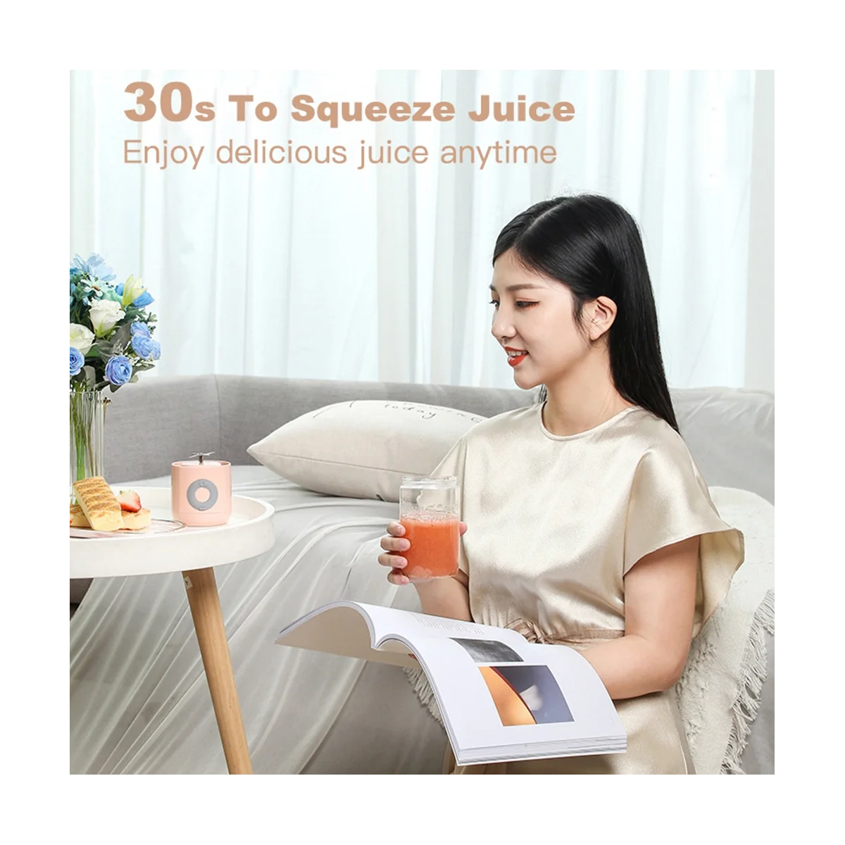 Mini espremedor elétrico USB para frutas e legumes, liquidificador portátil, máquina-C, portátil, 6 cortador, 500ml