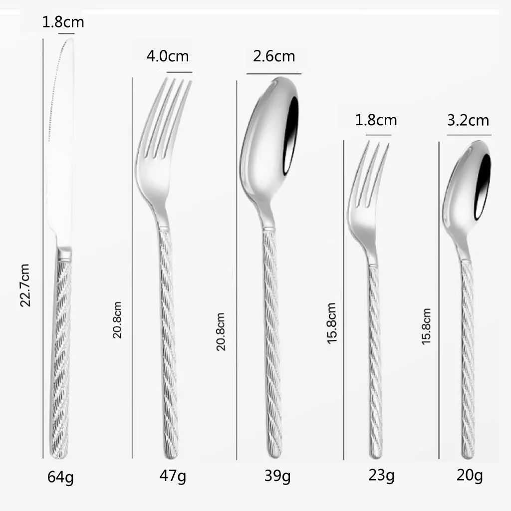 

Thick Hemp Rope Pattern Stainless Steel Tableware, Knife, Fork and Spoon Set, Western Steak Knife,Dishwasher Safety,Durable