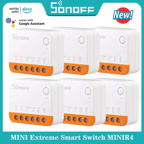 SONOFF MINIR4 interruptor inteligente Wi-Fi 10A MINI módulo de relé de hogar inteligente extremo Control remoto por voz para Alice asistente de Google Alexa