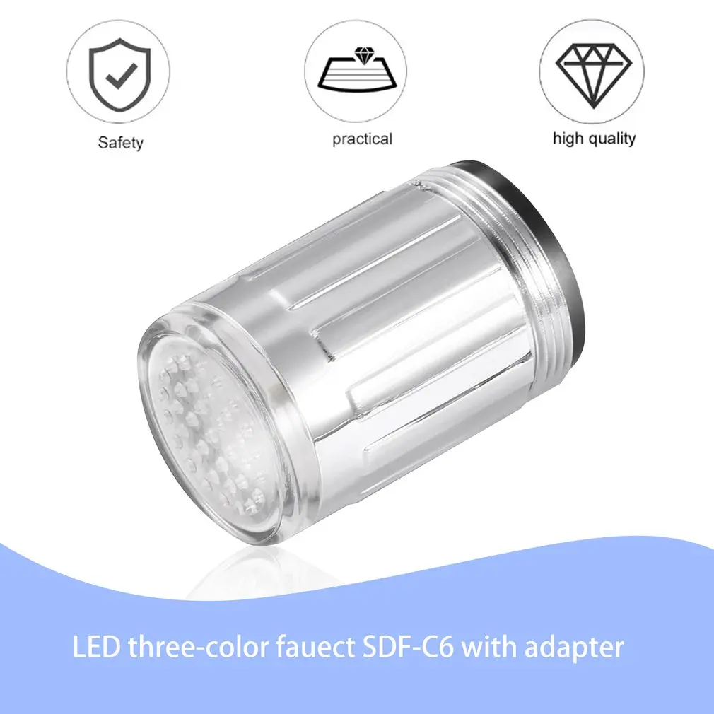 Kitchen LED Temperature Sensitive 3-Color Light-up Faucet Bathroom Shower 7 Colors Glow Water Saving Faucet Aerator Tap Nozzle