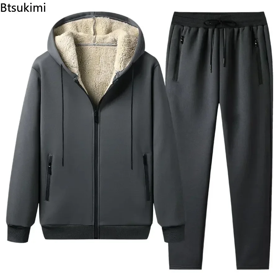 2026 Men's Thick Warm Tracksuit  Sets 2PCS Fashion Jackets Coats and Pants Sets Male Autumn Winter Clothing Two Pieces Sweatsuit
