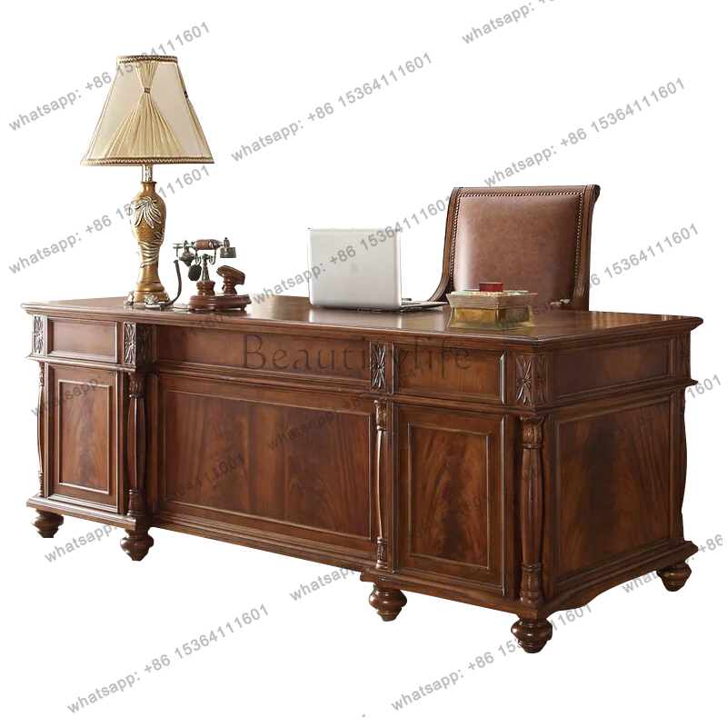 

American solid wood desk European office retro class desk home writing computer desk