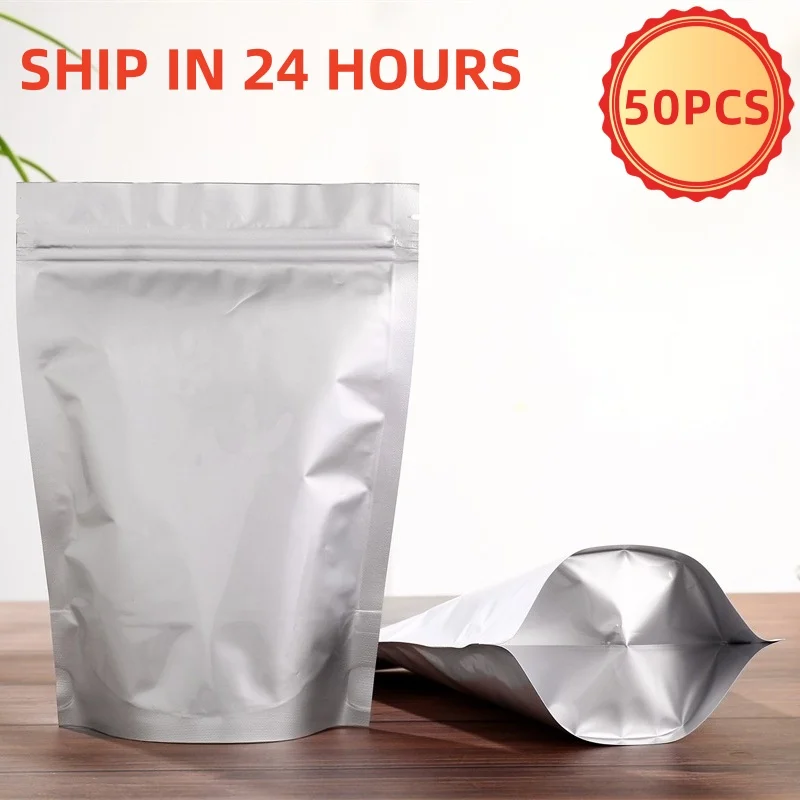 Heat Seal Aluminium Foil Bag Zipper Stand-up PackagingBag Foldable Snack Coffee Sunscreen Gift StorageBag Cooked Food Fresh Bag