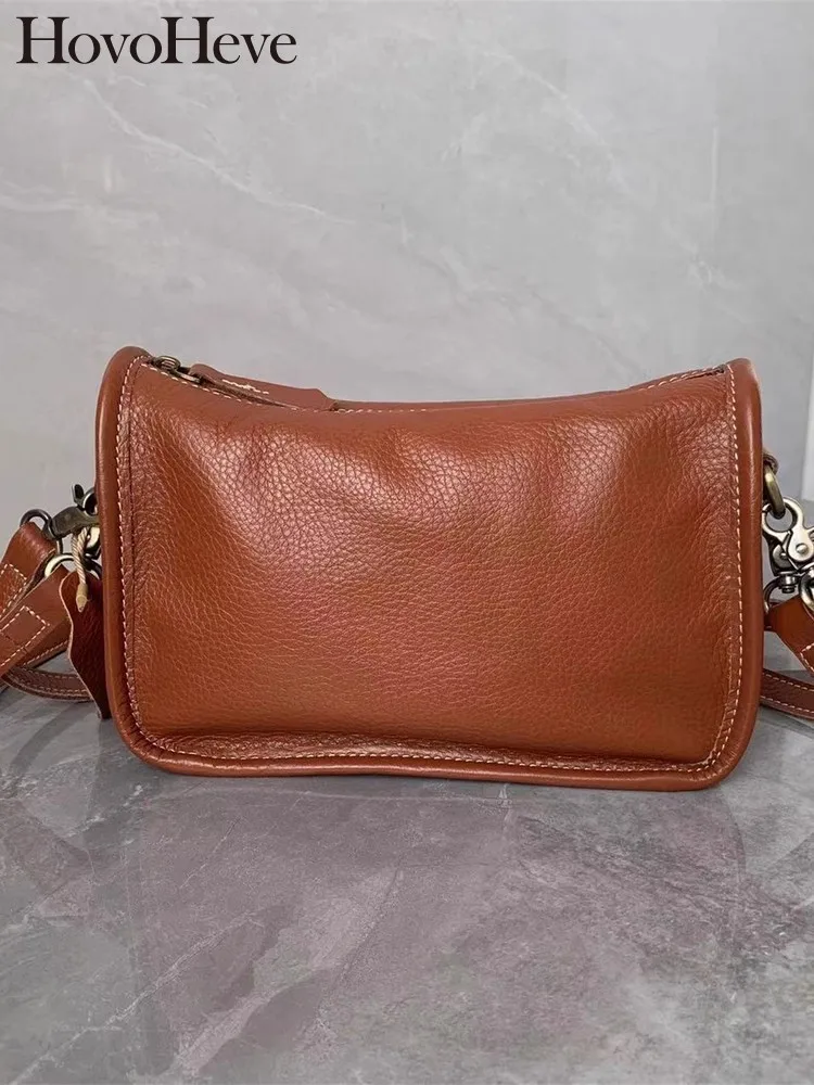 

Office Lady Work Small Packing Flap Shoulder Bag Zipper Cowhide Genuine Leather Crossbody Bags Women Casual Softshell Sling Bag