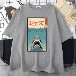 Ukiyoe Shark Cartoons Prints Mens T-Shirts Sport Vintage Tshirt Style Oversized T-Shirt Fashion Comfortable Male Short Sleeve