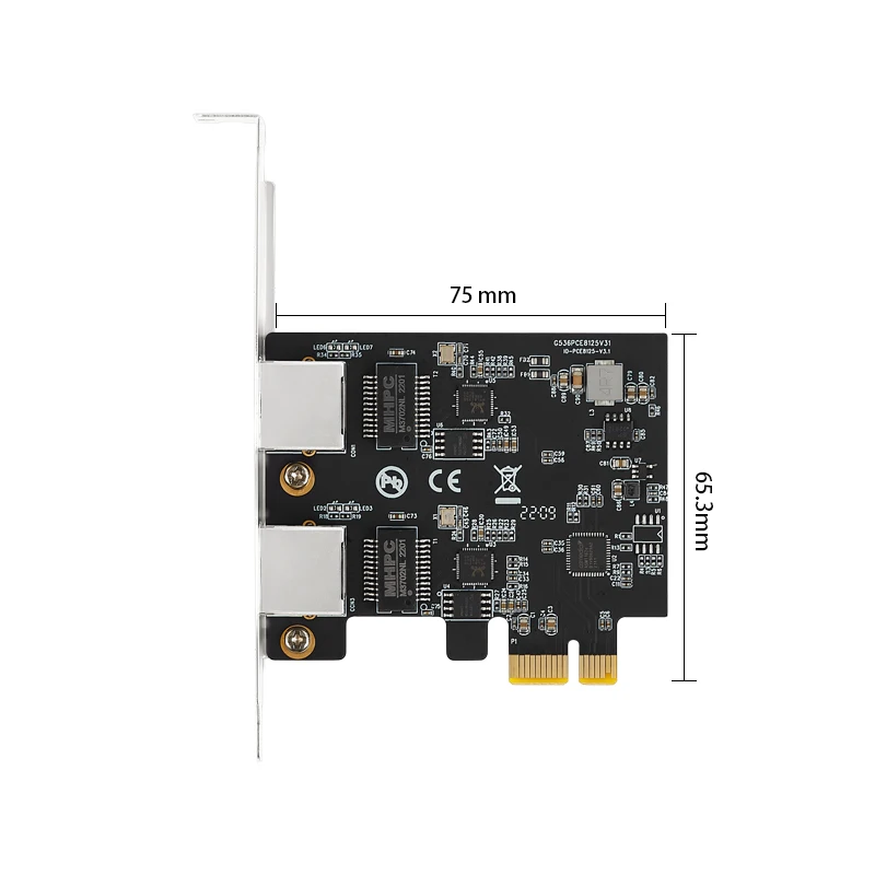 2.5Gb Kartu Jaringan PCI Express Gigabit Adaptor Jaringan dengan 2 Port 2500Mbps PCI-E Kartu Ethernet RJ45 Kartu Pengendali LAN untuk PC