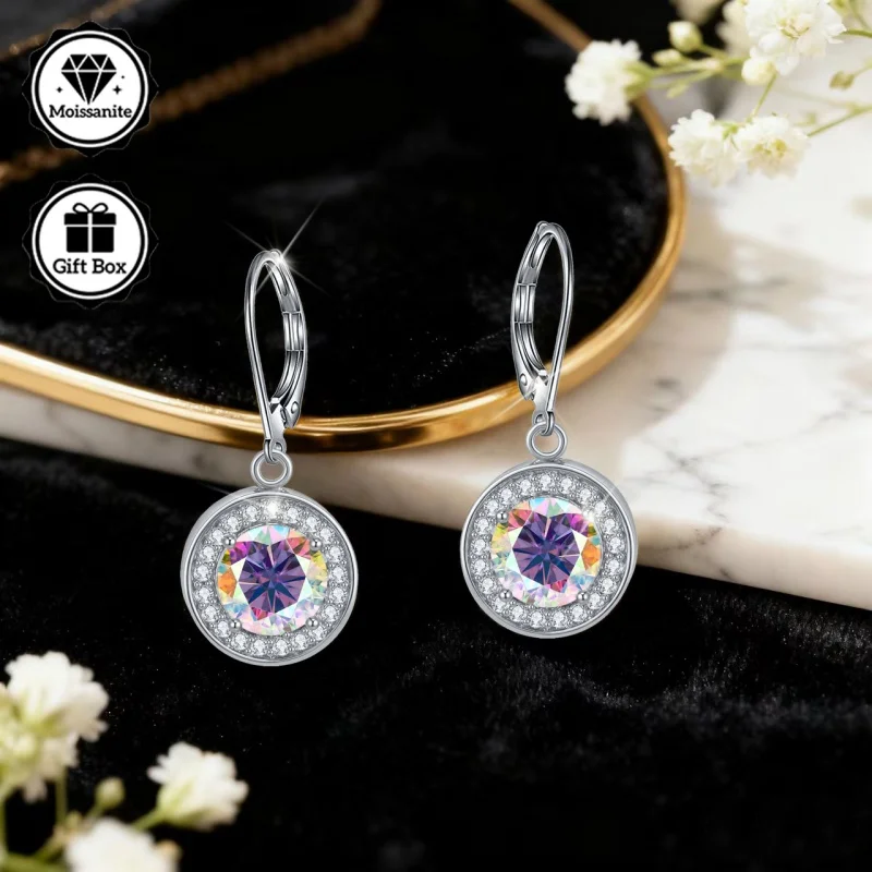 

LAMVOICE S925 sterling silver, Valentine’s Day, gift for daughter,4 carat moissanite earrings, designer item high quality