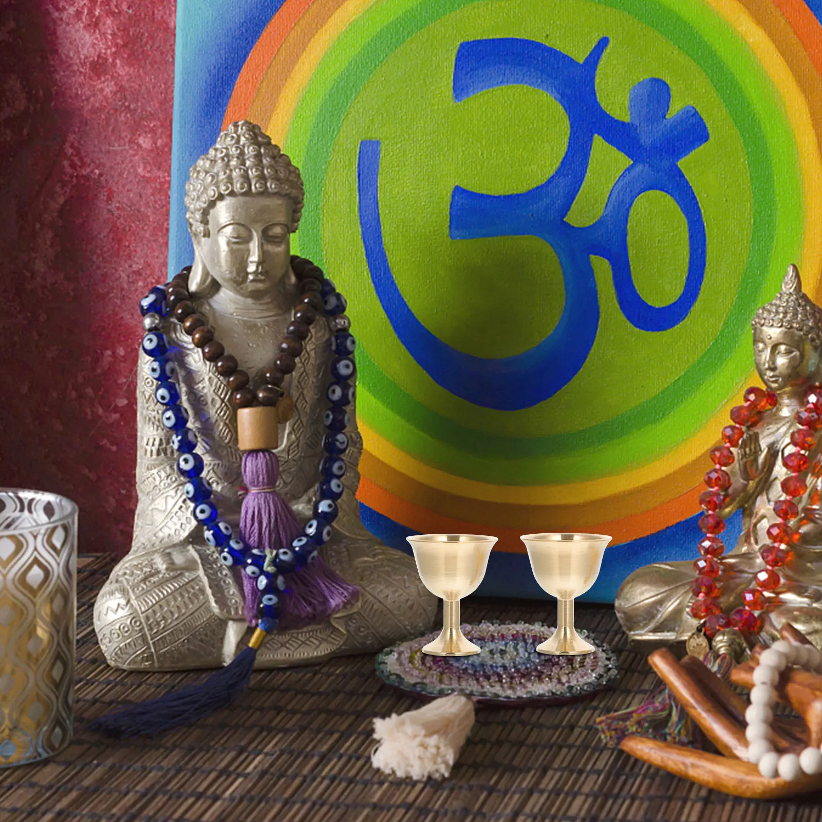 

2Pcs Small Wine Cup Premium Brass Temple Cup Smooth Finish Wine Goblet for Daily Use Or Auspicious Adornment Decorative Gifting