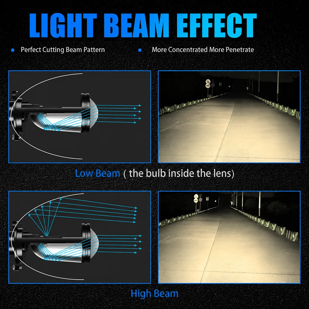 AILEO H4 LED Headlight Projector Lens LED H4 4300K Warm White High Low Beam LHD RHD 30000LM Car Headlight Bulbs
