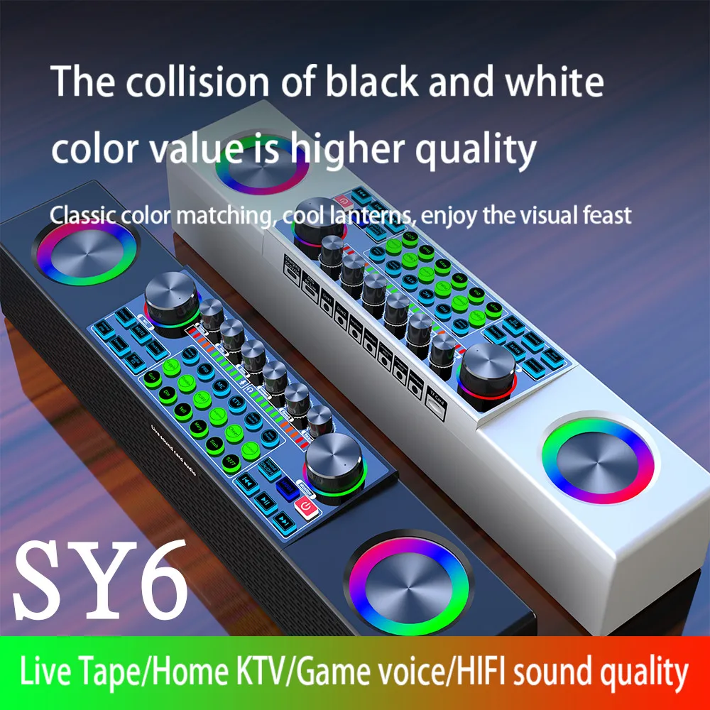 Professional Wireless Bluetooth-compatible Speaker Sound Cards For Family Karaoke Singing Party Portable Sound Audio Mixers SY6