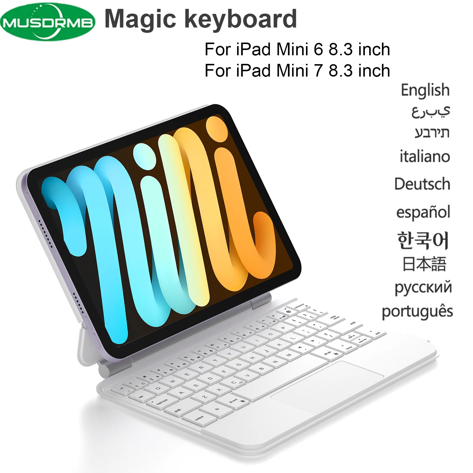 

Magic keyboard Case for iPad Mini 7 A17 Pro 7th Generation Mini 6 6th Generation 8.3-inch Trackpad Keyboard Smart Folio Cover