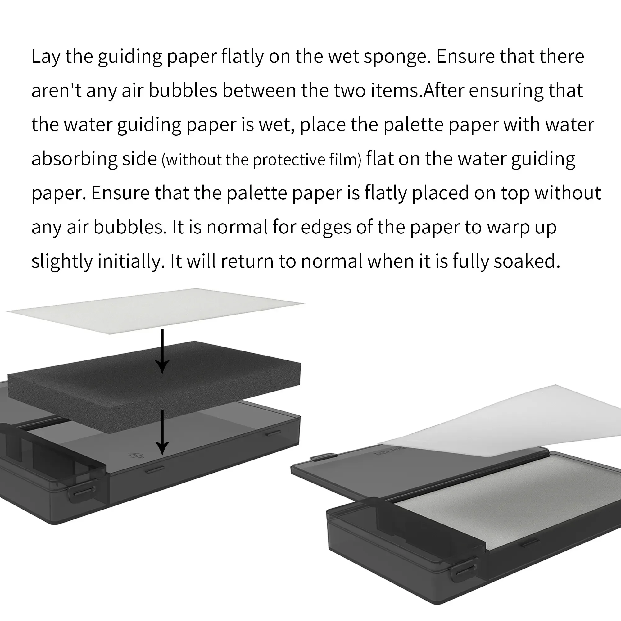 DSPIAE MP cepillo de pintura modelo recubierto a mano, paleta de colores hidratante para pinturas a base de agua, papel de guía de agua, paleta de papel