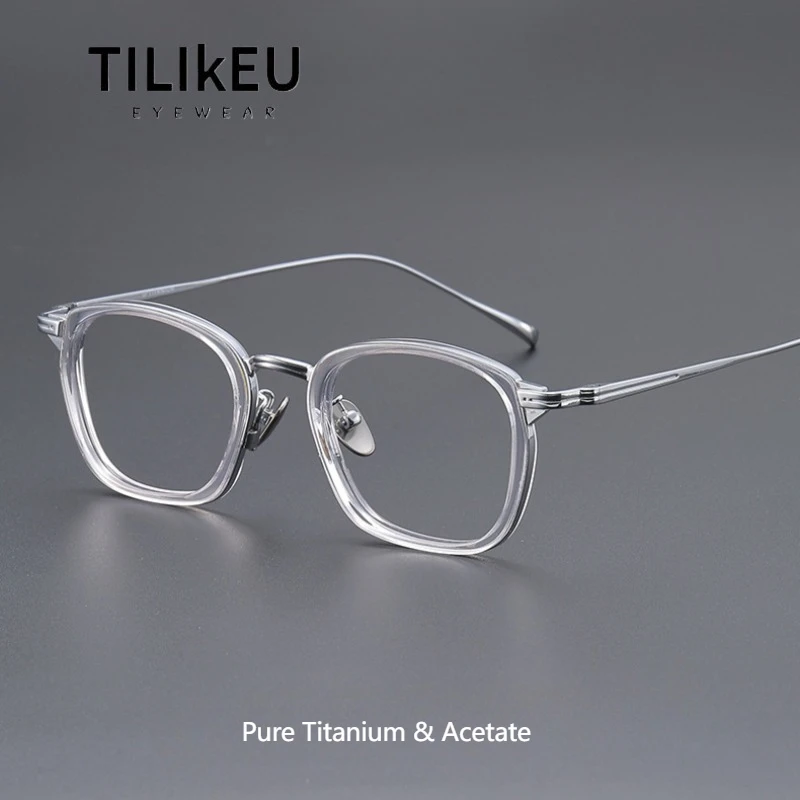 

Handcrafted Acetate Titanium Clear Glasses Men Myopia Prescription Retro Square Eyeglasses Women Luxury Japan Designer Eyewear