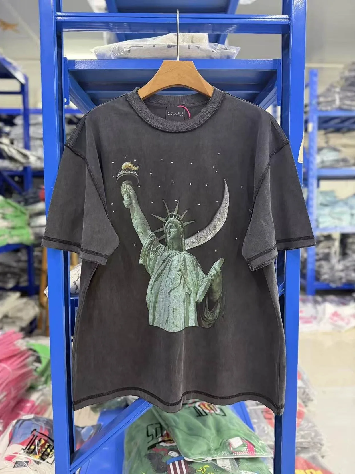 Washed Vintage Short Sleeve T-Shirt Unisex Printed Loose Fit Cotton False Perception round Neck Top for Men And Women