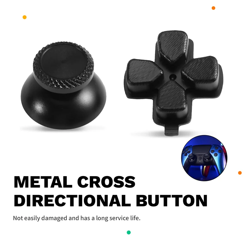 BNVN-Pulsante di direzione trasversale in metallo ABXY Set di chiavi per controller PS5 Set completo Tappi per levetta analogici Parti di riparazione 1 set per PS5 M