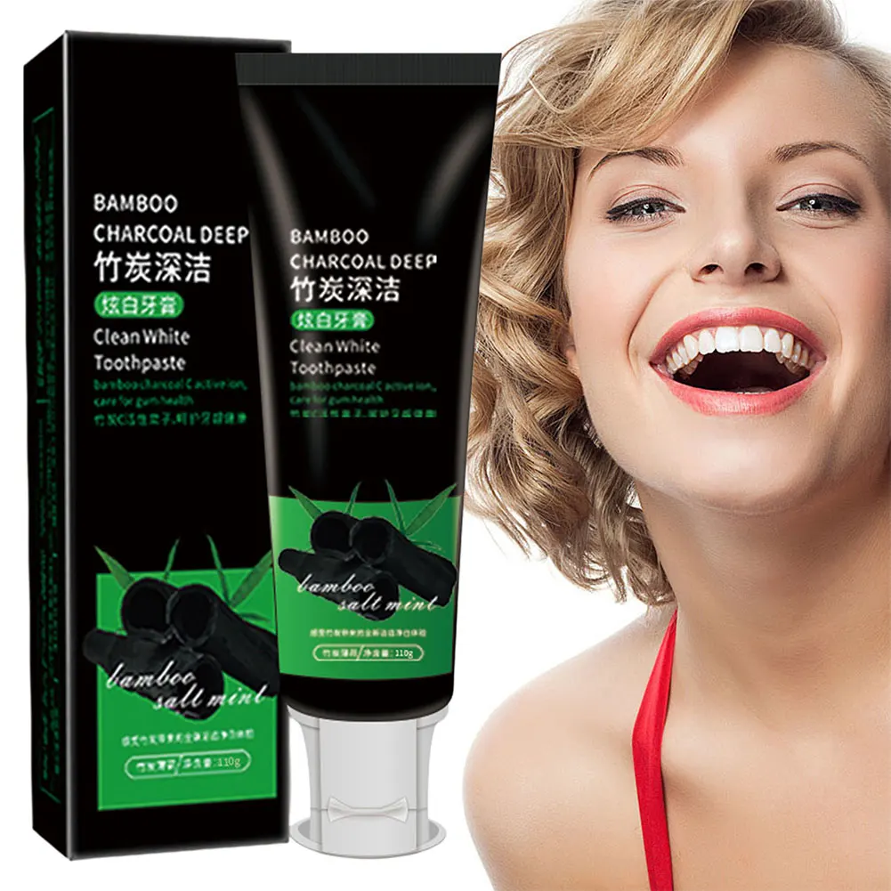 

110 г бамбуковый уголь, черная зубная паста, глубокая очистка, мята, отбеливание, плохие пятна, красота, уход за зубами, уход за дыханием, вкус Maquiagem, здоровье