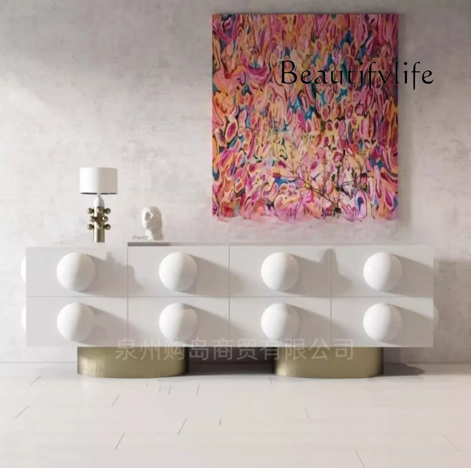 

HH Italian paint dining side cabinet solid wood bucket cabinet multi-functional TV simple cabinet