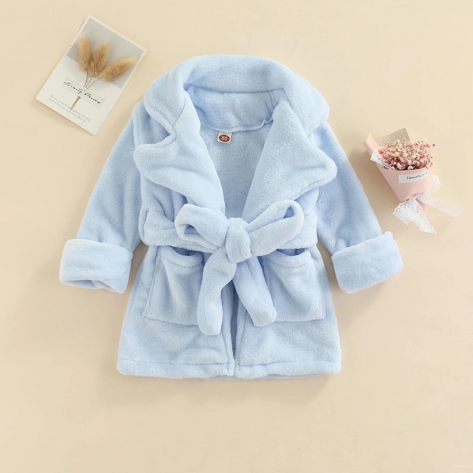 Cute Children Kids Flannel Animals Bath Robes Baby Boys Girls Solid Color Pink Blue Bath Towel Winter Kids Clothing