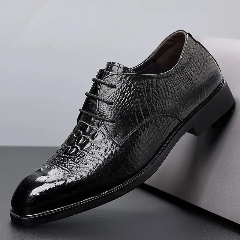 

Spring Autumn Cow Leather Wedding Shoes for Men New Soft-soled Men's Designer Luxury Shoes Fashion British Man Dress Shoe