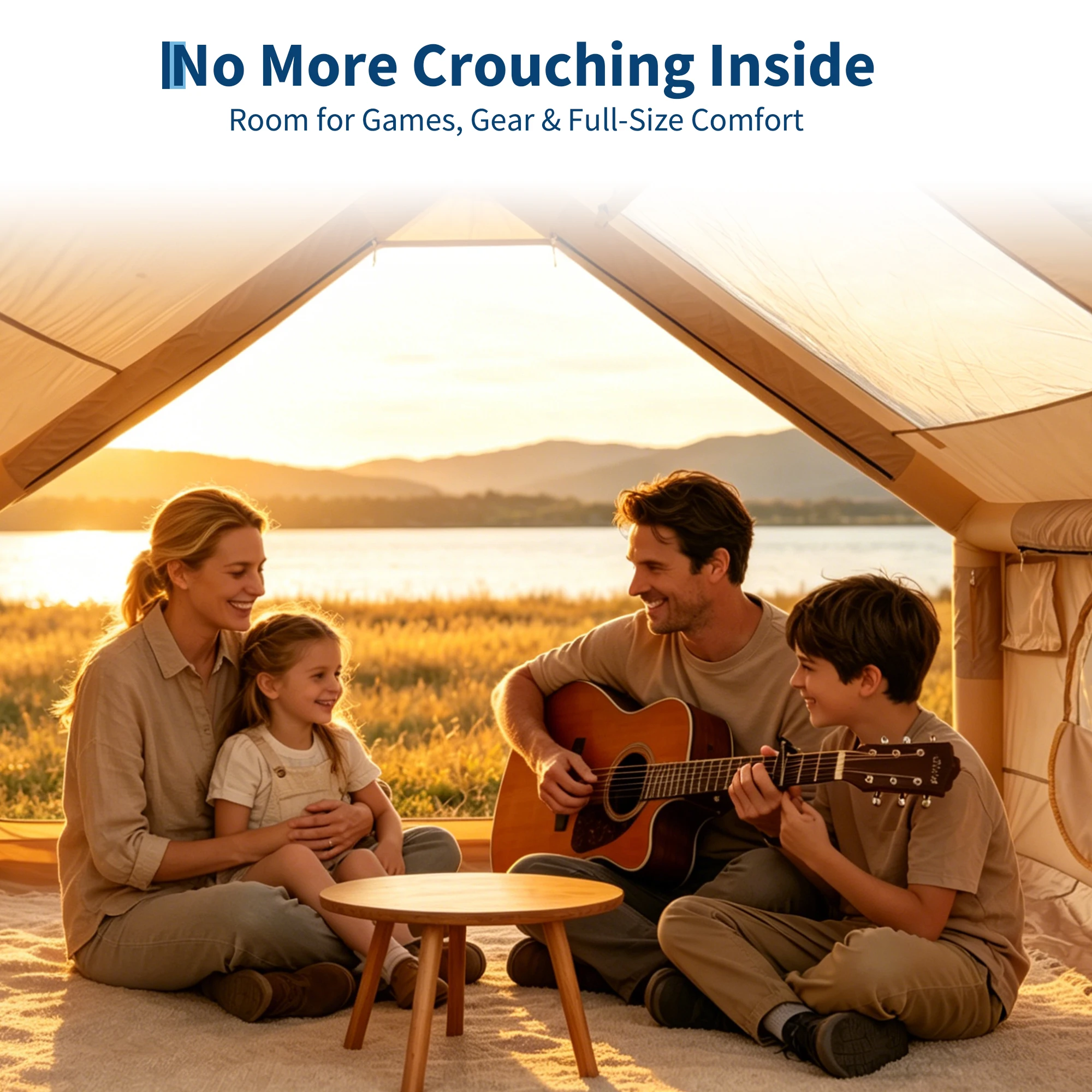 Tienda de campaña inflable para familias, amplia tienda de aire para acampar con bomba de mano, fabricada con PVC de 3 capas, impermeable y resistente al viento, fácil de montar, ideal para exteriores y para 4-6 personas.