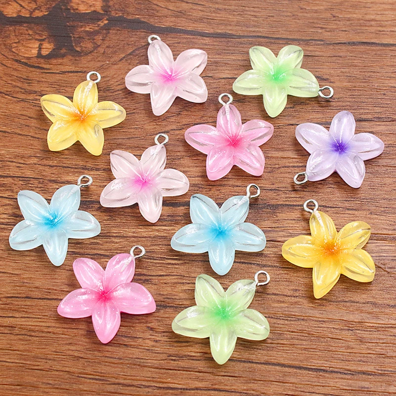 

100pcs/lot Jewelry Accessory Resin Transparent Lotus flower with five petals Charms Earrings Mobile Phone Shell Pendants