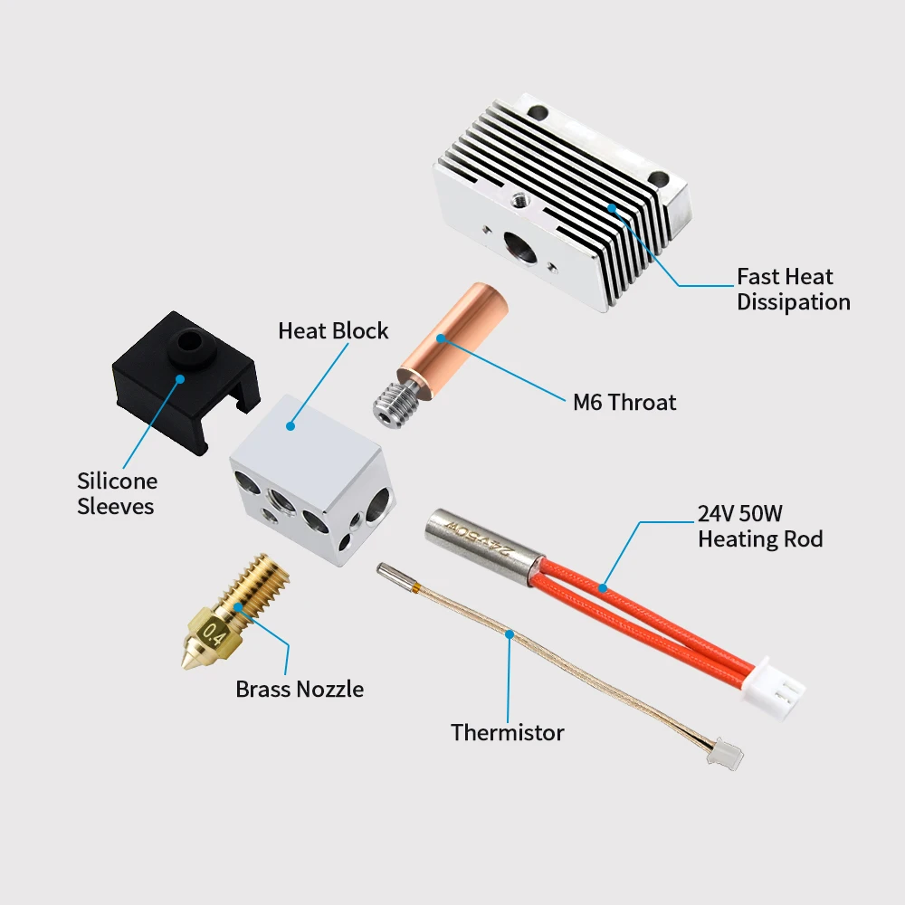 Neptune 4 Pro Hotend Kit beheizter Block-Thermistor 24 V 50 W Heizpatrone Neptune-Düse für NP4 3D-Drucker-Zubehör