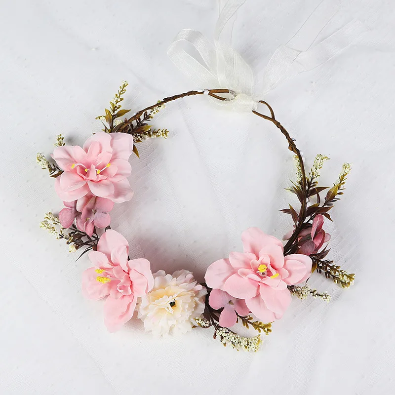 

Artificial Flower Wreath Bride Women Bohemia Beach Flower Crown Hair Band Wedding Floral Headband Garland Girl Hair Accessorie
