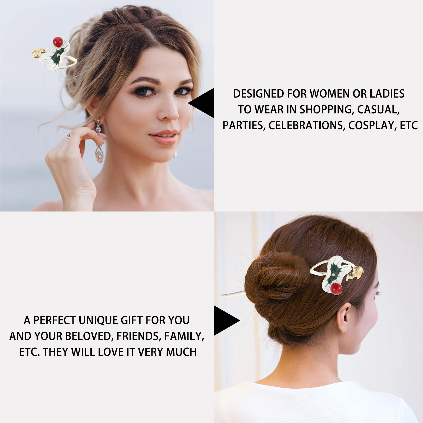 

Vintage Lotus Hairpin for Women Silver Alloy Decorative Stick Retro Bridal Accessories Party Cosplay Costume Gift Buns Hair