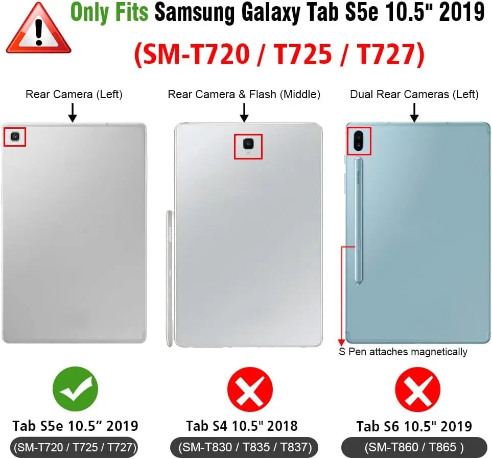 Case for Samsung Galaxy Tab S5e 10.5 Inch Tablet 2019 (SM-T720 / T725), Super Thin Lightweight Stand Cover with Auto Sleep/Wake