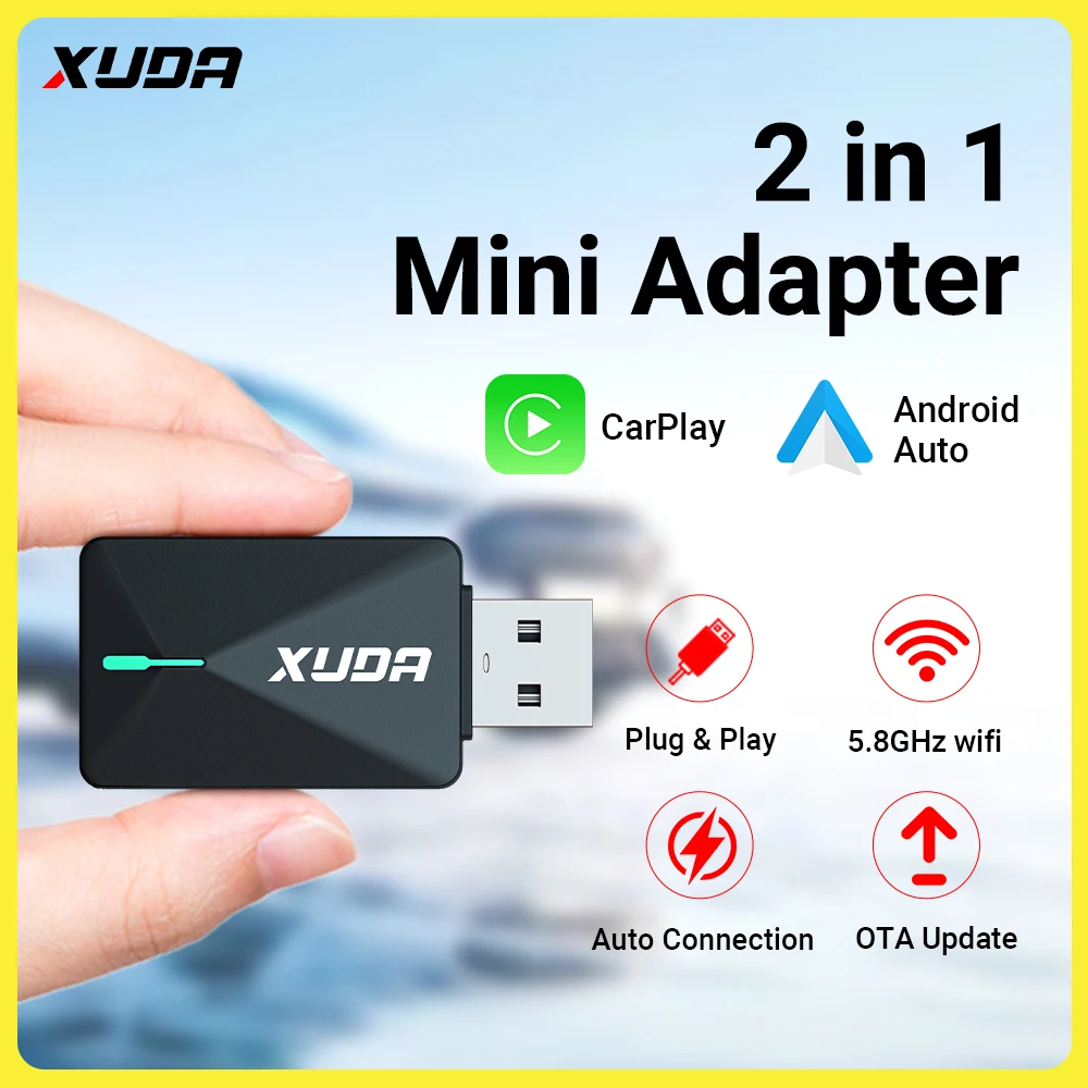 

2в1 2025 Новый беспроводной CarPlay Android Auto Беспроводной адаптер Smart Mini Box Plug Проводной к беспроводному автоматическое подключение Универсальный