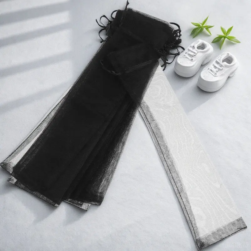 50 Stück transparente Netzbeutel mit Kordelzug, Gaze-Fächerbeutel, atmungsaktive Handfächerhülle, kleine Aufbewahrungsbeutel für Faltfächer, Organza