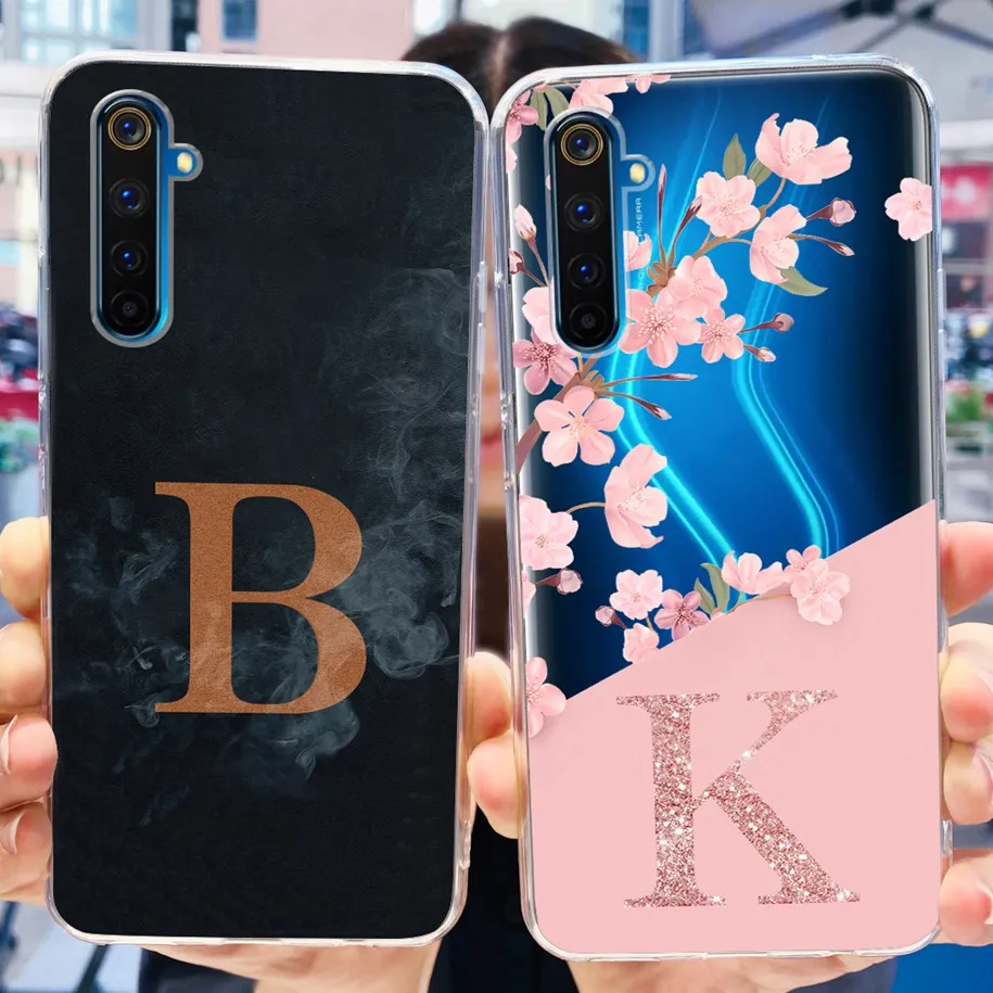 Чехол для Realme 6 Чехол Realme 6S RMX2002 RMX2001 модные цветочные буквы Прозрачный мягкий силиконовый телефонный фонарь на Realme 6 Pro 6i Coque
