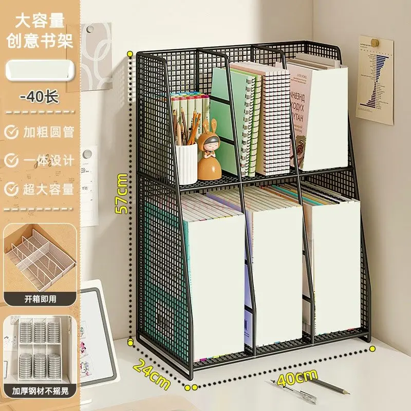 1pcs Desktop bookshelf, simple storage and organizing shelf, home office desk, books, files, book stand