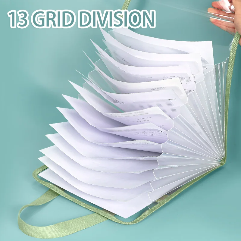 HUAJIE A4 투명 아코디언 파일 폴더, 학생 주제 Stora를 위한 13 포켓 수직 휴대용 확장 문서 주최자