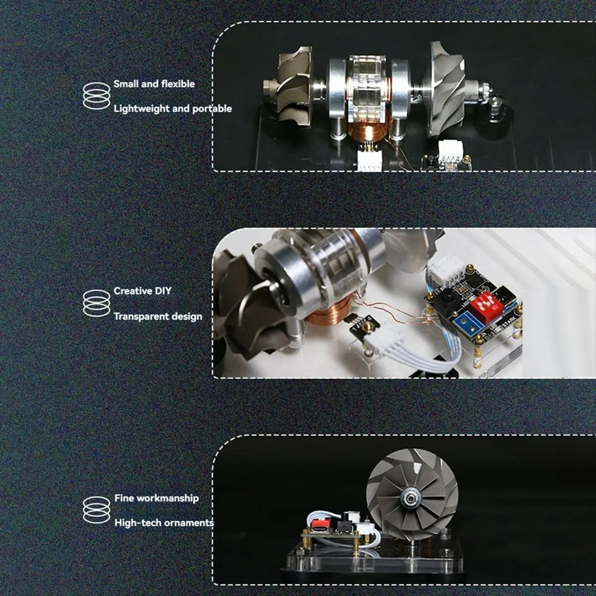 

Turbine Blade Motor Turbo Brushless Motor Model Supercharged Aero Engine Cnc Metal DIY Technology Toy-ABVK