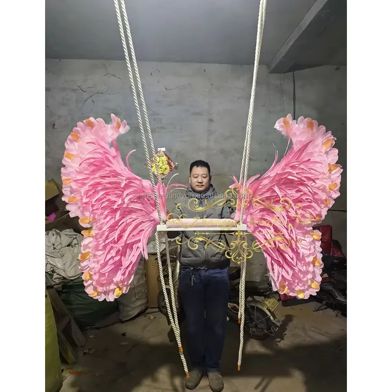 Giant Angel Feather Wings with Stand Large Decorative Swing Photo Props for Wedding Party Event Backdrop Costume Display