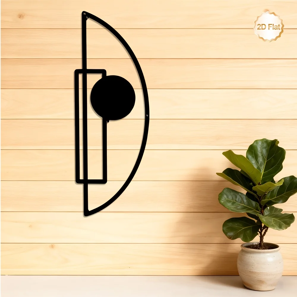 CIFBUY Metal Wall Art 2D Flat Iron Sculpture Geometric Half Circle Rectangle Indoor Outdoor Home Decor for Living Room Bedroom O