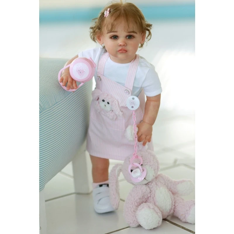 Muñeca de Vinilo Reborn Jona de 24 Pulgadas, Kit de Muñeca en Blanco para DIY con Cuerpo de Tela y Ojos, Piezas de Muñeca sin Pintar y sin Terminar