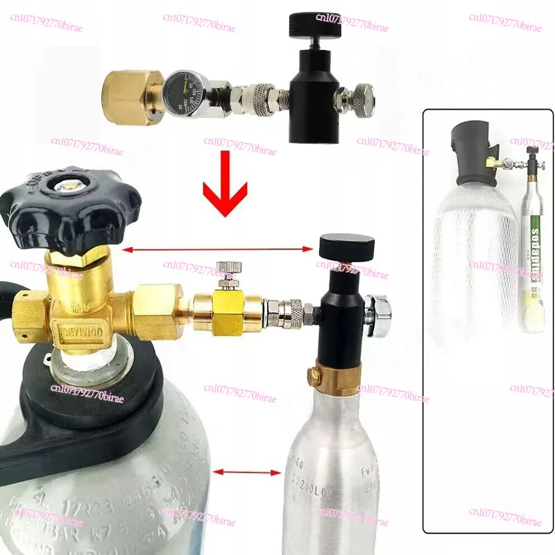 أسطوانة الصودا كبيرة إلى صغيرة W21.8 مع صمام هواء سريع التوصيل لقياس الضغط 2000 رطل لكل بوصة مربعة