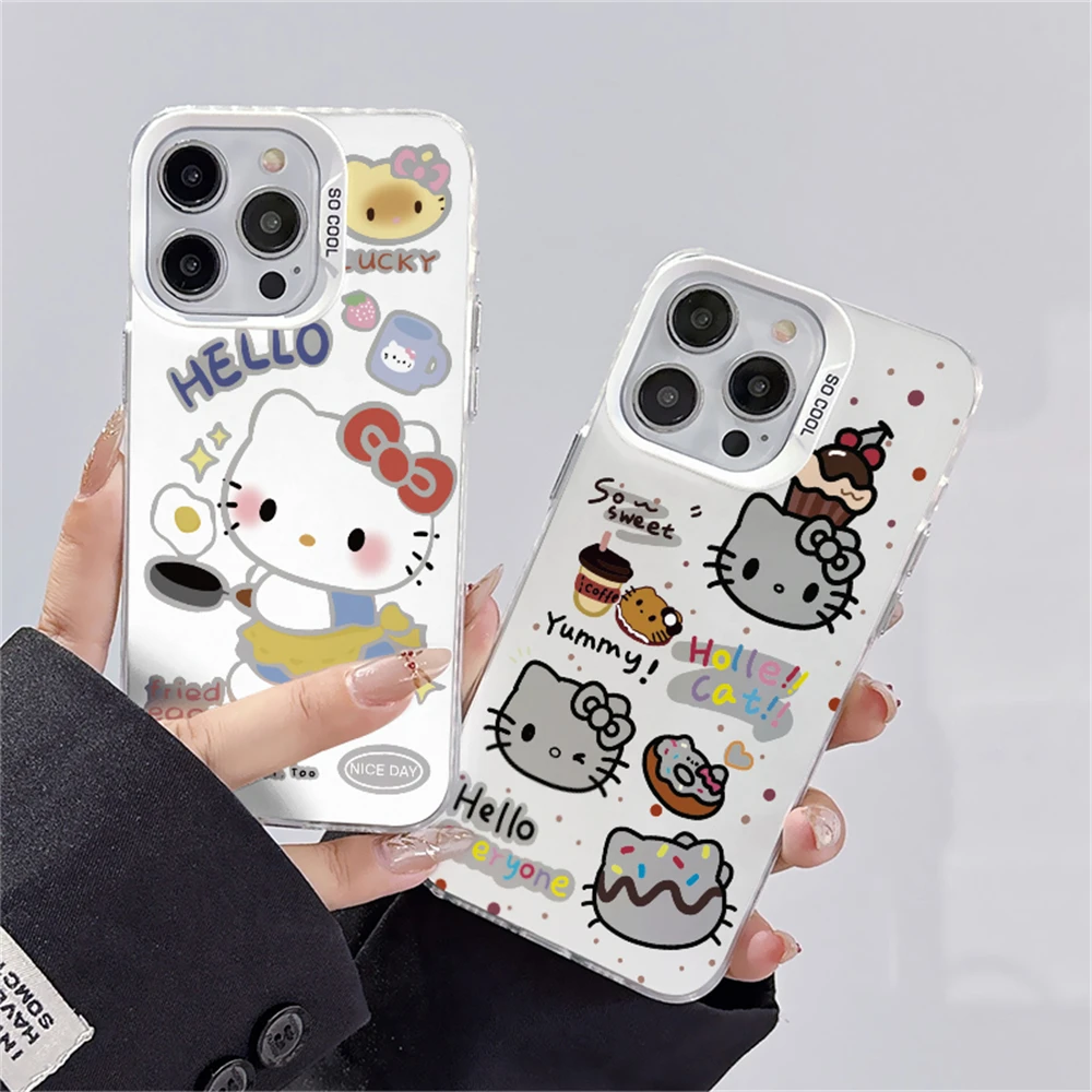 Lovely Hello Kitty Cooking Phone Case for iPhone 16 15 Plus 11 12 13 14 Pro Max XR Cute Cupcake Hard Matte Cover for Women Girls