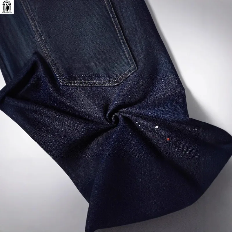 Dark Blue Splash Paint Color Matching Jeans Men Korean Fashion Casual All-match Hip Hop Straight Denim Pants Streetwear - Image 3