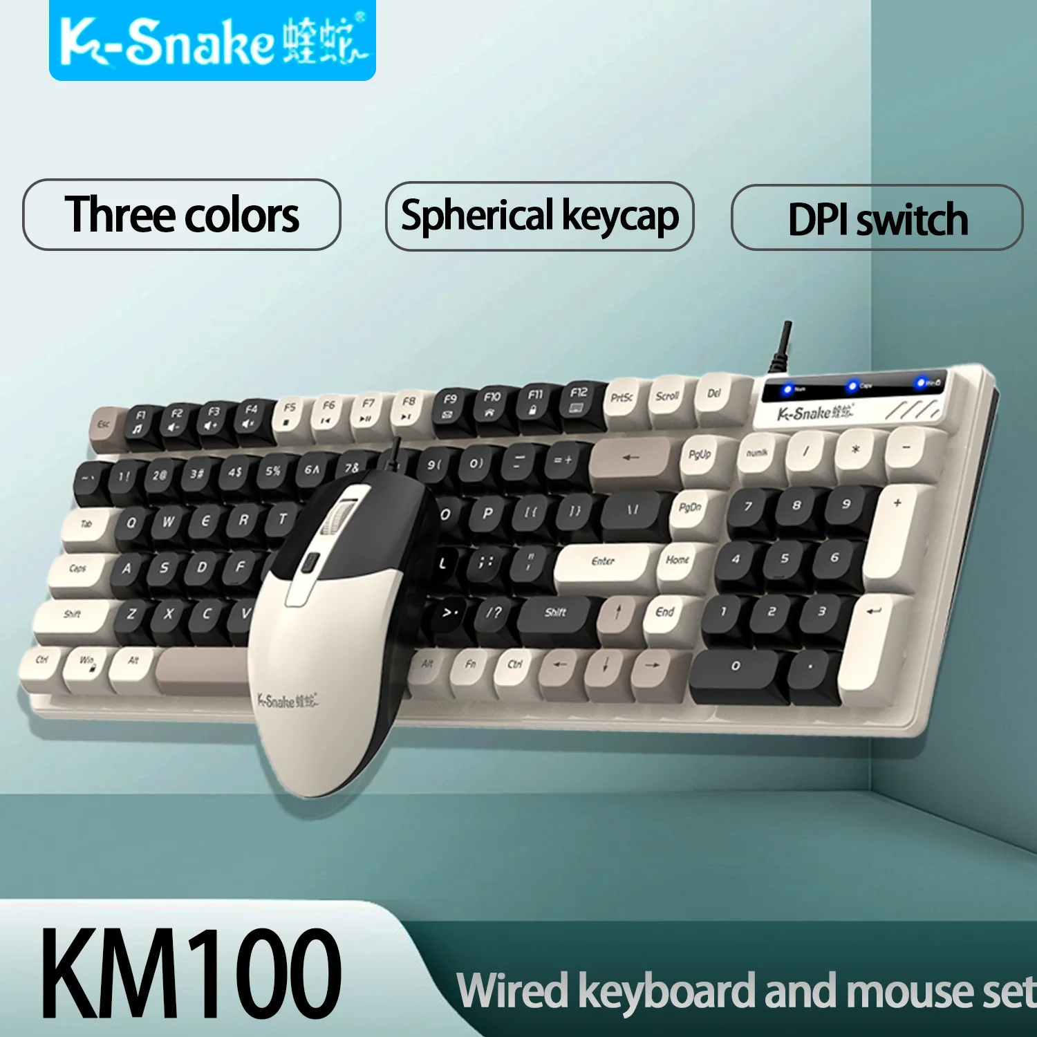 

K-Snake KM100 Wired Fashion Keyboard and Mouse Set USB Laptop Office Universal Keyboard and Mouse Set