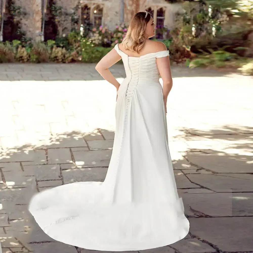 Layout niceb einfache schulter freie Brautkleider klassische A-Linie Satin Brautkleider zurück Schnürung vestido de novia nach MaßLayout niceb einfache schulter freie Brautkleider klassische A-Linie Satin Brautkleider