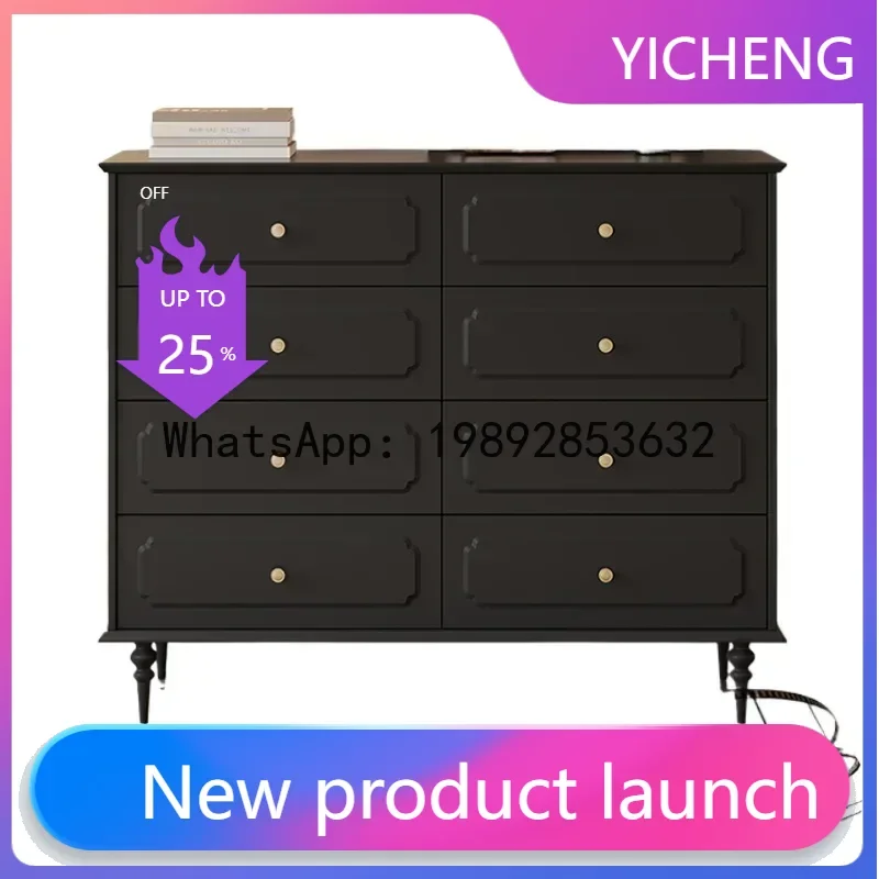 

LYY American retro bedroom eight-bucket cabinet, bedside locker, antique living room storage side cabinet