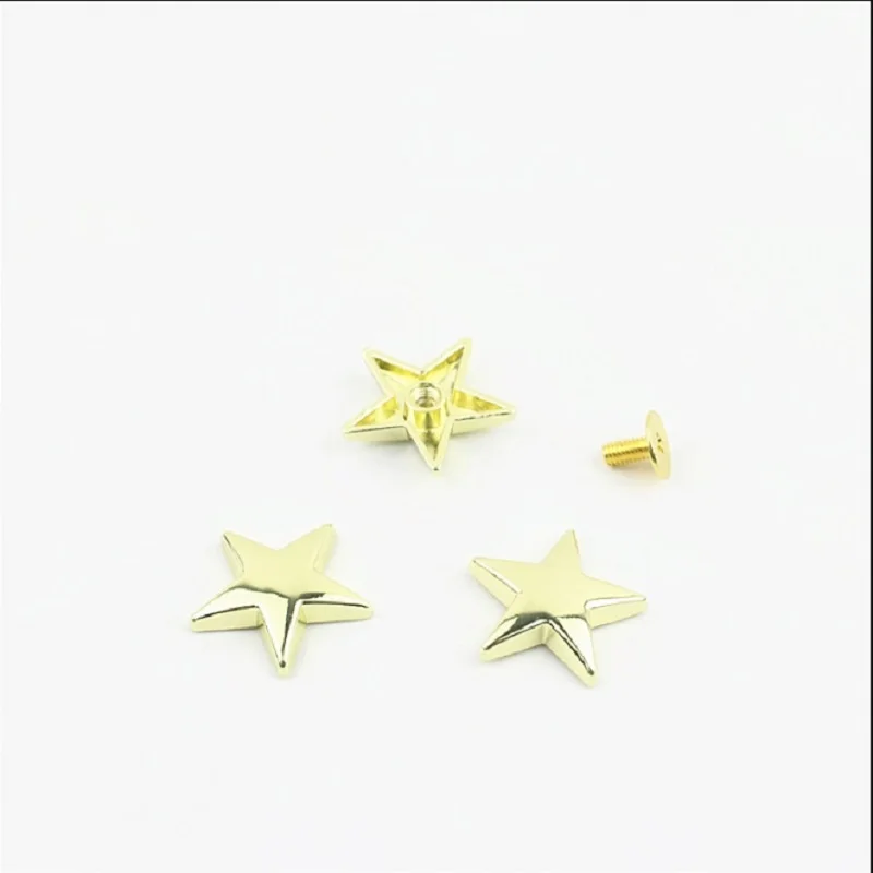 (10pcs/lot Luggage handbag hardware accessories hanging plated star bag bottom five-pointed star screw rivets 20mm/12mm/10mm