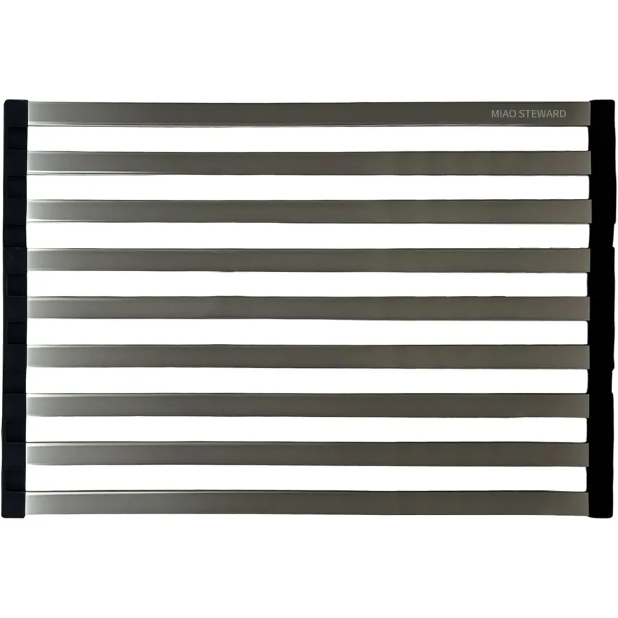 رف تجفيف الأطباق القابل للطي فوق الحوض لطاولة المطبخ من الفولاذ المقاوم للصدأ بساط تجفيف الأطباق متعدد الوظائف مع توفير المساحة #1