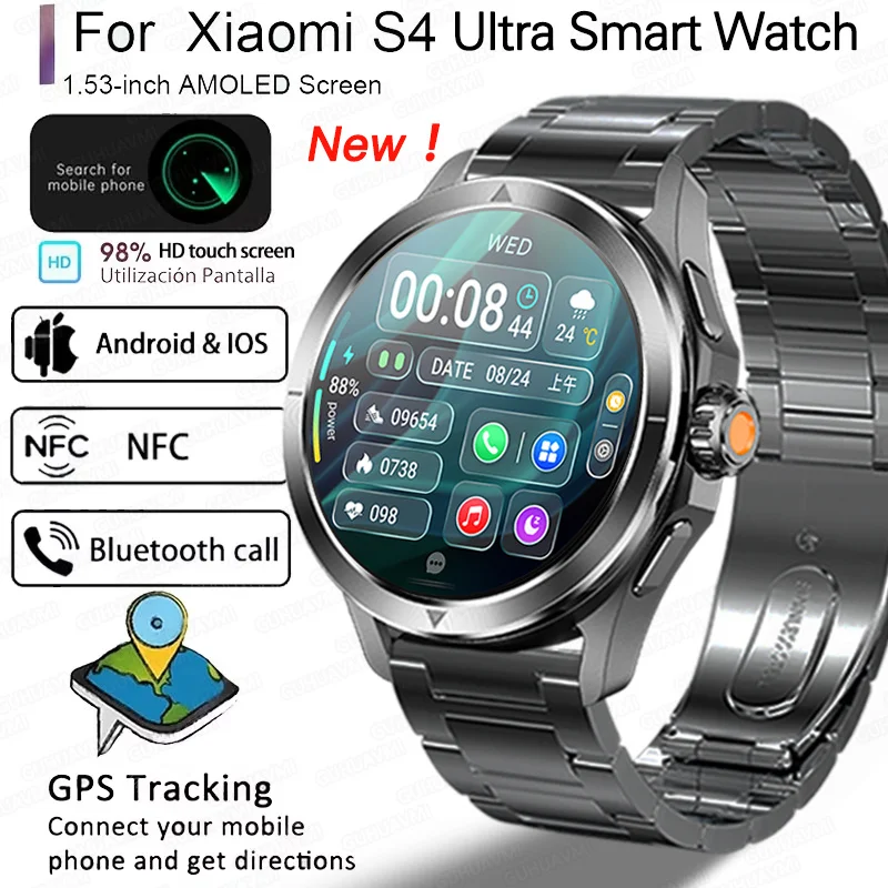 New For Xiaomi Brand WATCH S4 Ultra Smart Bracelet Men GPS Sport Fitness NFC Heart rate Bluetooth call Waterproof SmartWatches